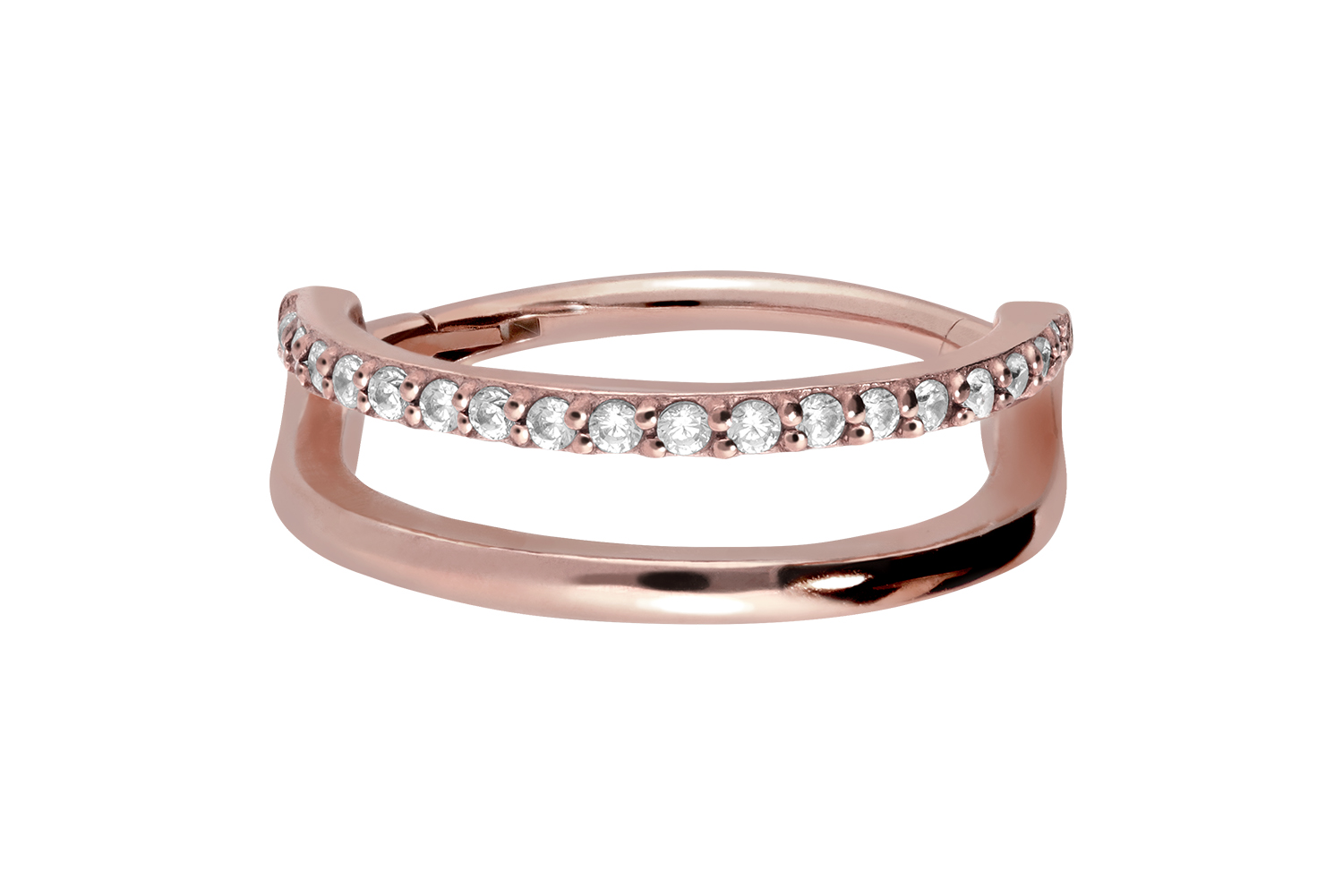 Chirurgenstahl Segmentring Clicker Piercing DOPPELRING + EINGEFASSTE KRISTALLE